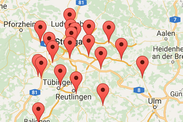 Die Standorte von Klauss Klebeband